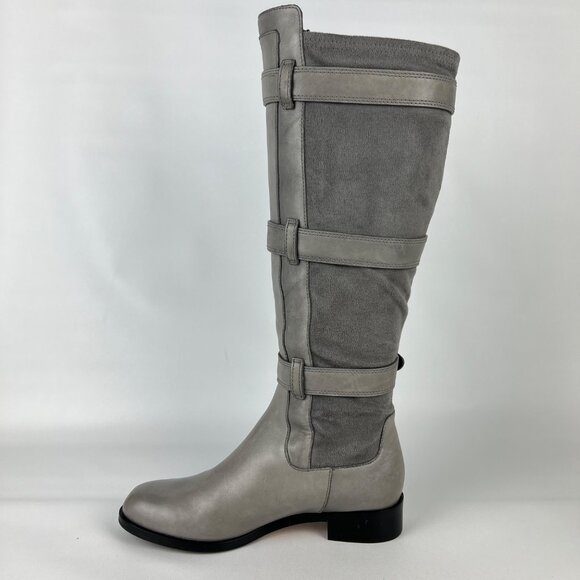 Cole Haan Womens Air Avalon Tall Riding Boots Gray Suede Buckles size 7 - Picture 8 of 16